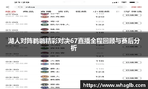 湖人对阵鹈鹕精彩对决67直播全程回顾与赛后分析